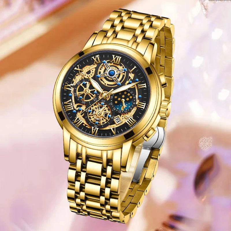 LIGE 2024 New Fashion Gold Women Watch