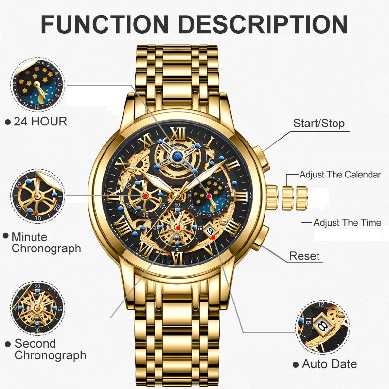 LIGE 2024 New Fashion Gold Women Watch