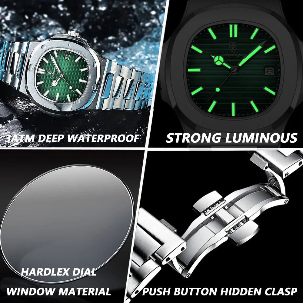 POEDAGAR Square Business Men Watch